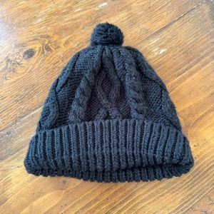 Black Cable Knit Beanie Winter Hat